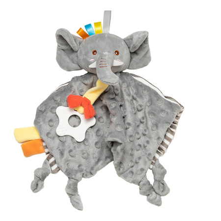 Przytulanka sensoryczna dla dzieci szeleszcząca z gryzakiem Słonik
