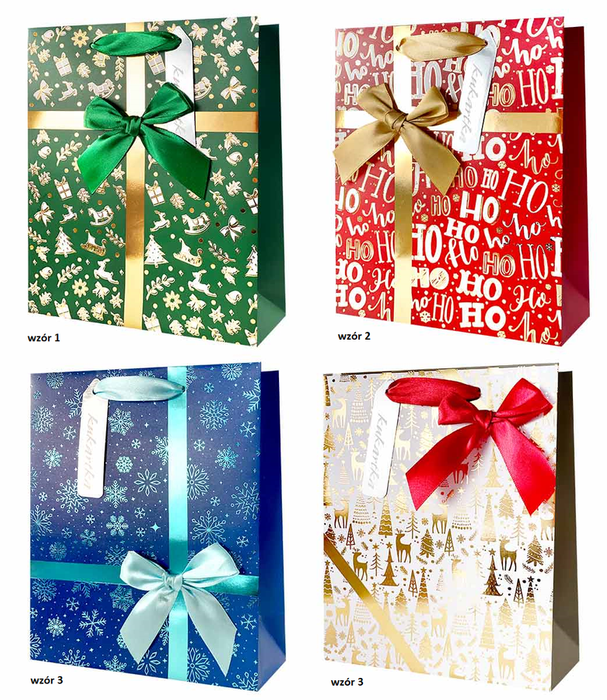 Torebka prezentowa świąteczna kokardka satynowa S