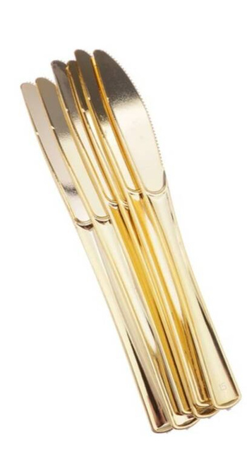 Sztućce Noże plastikowe 10 szt. złote