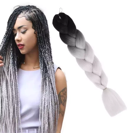 Włosy syntetyczne warkocze warkoczyki 60 cm - biało czarne