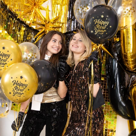 Balony Happy New Year Sylwester 12 cali zestaw 6 szt.