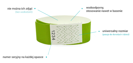 Opaski na rękę identyfikacyjne Tyvek CZERWONY 10 szt.