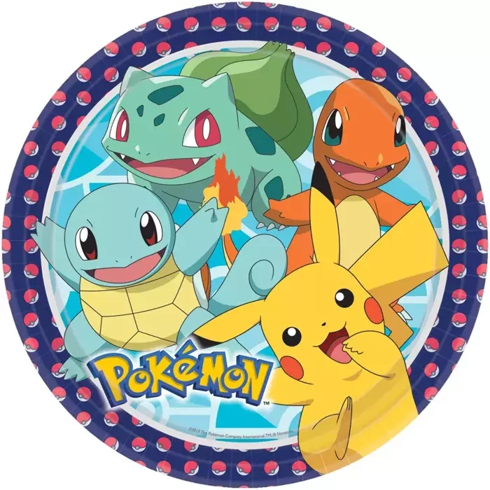 Talerzyki papierowe POKEMON okrągłe 23cm 8 szt