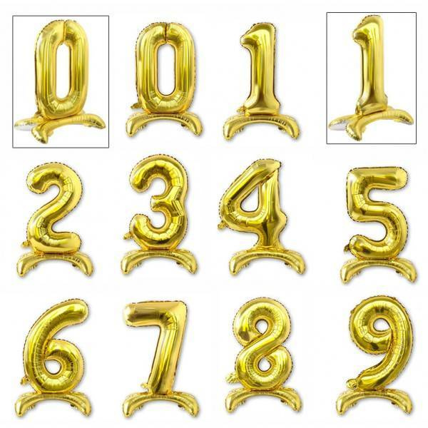 BALON foliowy stojący CYFRA złota XL 75 cm
