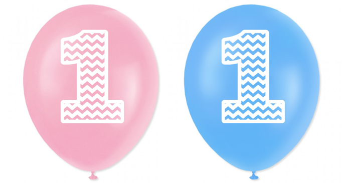 Balon gumowy na Roczek z cyferką 12" 1 szt.