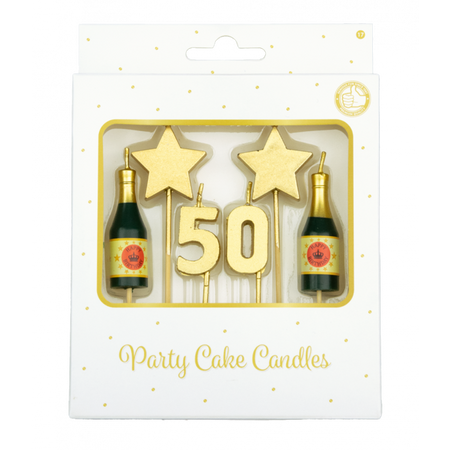Zestaw świeczek na tort 50 urodziny złote 6 szt.