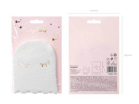 Serwetki papierowe Duch Halloween białe 20 szt.