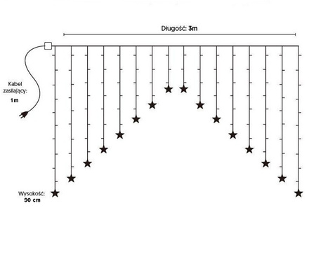 Lampki wiszące girlanda kurtyna świetlna gwiazdki