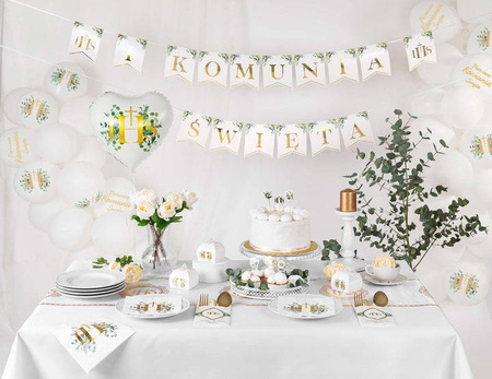 Balon foliowy serce Pierwsza Komunia Święta IHS 45 cm