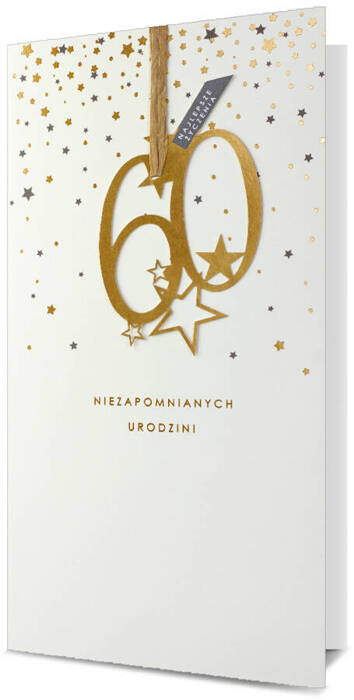 Kartka okolicznościowa z zawieszką 60 urodziny 12x22,5 cm