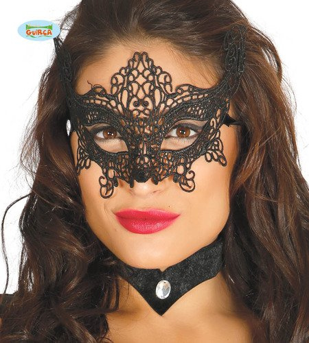 Maska koronkowa Wenecka Haftowana CZARNA