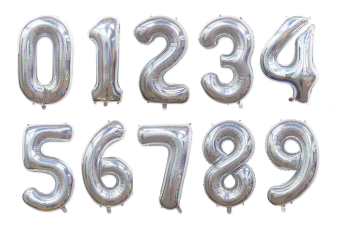 BALON foliowy CYFRA 100 cm HOLOGRAFICZNA brokat