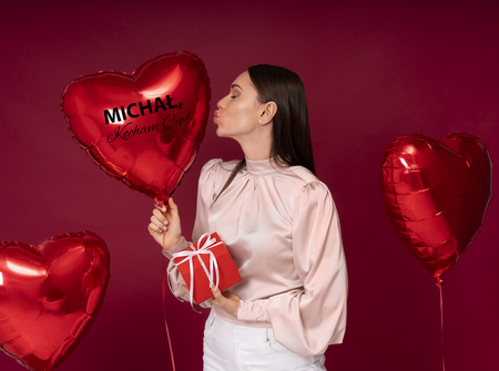 SERCE balon foliowy PERSONALIZOWANY Walentynki czerwony 18 cali