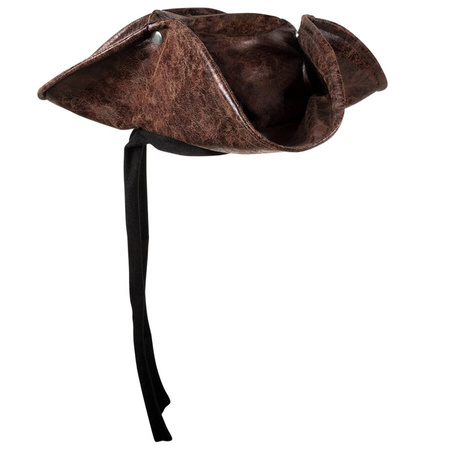 Kapelusz Pirata Korsarza brązowy skórzany