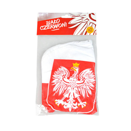 Flagi Polski kibica na lusterka 2 szt.