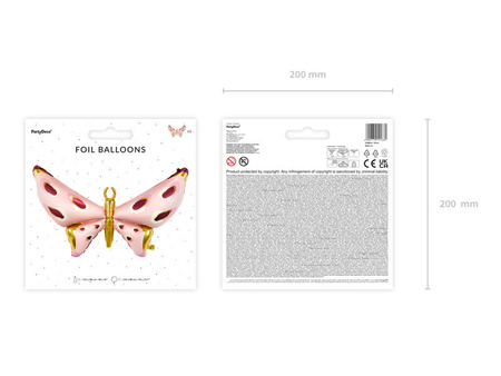 Motyl różowy balon foliowy 120x87 cm