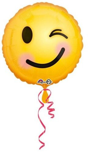 EMOTIKONKA mrugnięcie języczek dwustronny okrągły balon foliowy Amscan 18''