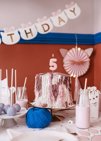 Świeczka urodzinowa cyfra 5 jasny różowy 5,5, cm