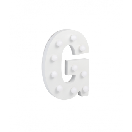 Świecąca Litera LED "G" Light Letter, drewniana biała 17x12 cm