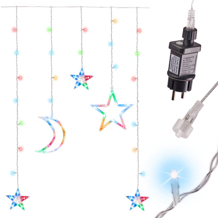 Girlanda KURTYNA Świąteczna LED księżyc gwiazdy MULTIKOLOR 2,5m
