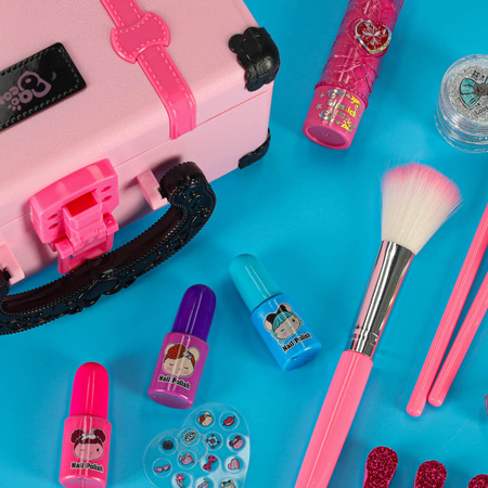 Kuferek zestaw kosmetyków do makijażu i paznokci makeup kosmetyki cienie lakiery walizka