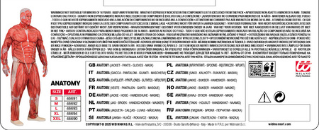 Anatomiczny strój dla dorosłych obrany ze skóry mięsnie