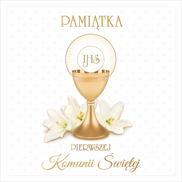 Kartka okolicznościowa z okazji Komunii Świętej kwadratowa