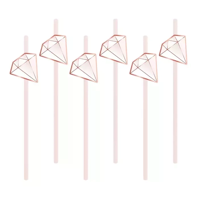 Słomki papierowe DIAMENTY na wieczór panieński 6 szt.
