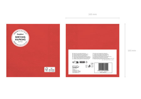 Serwetki gładkie 33 x 33 cm 20 szt. ciemny czerwony