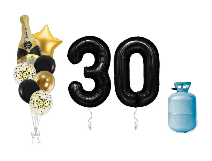 Zestaw balonów na 30 urodziny bukiet balonowy z helem złoto czarny