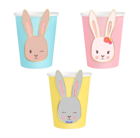 Kubeczki papierowe zajączki Wielkanoc 220 ml DIY mix 6 szt.