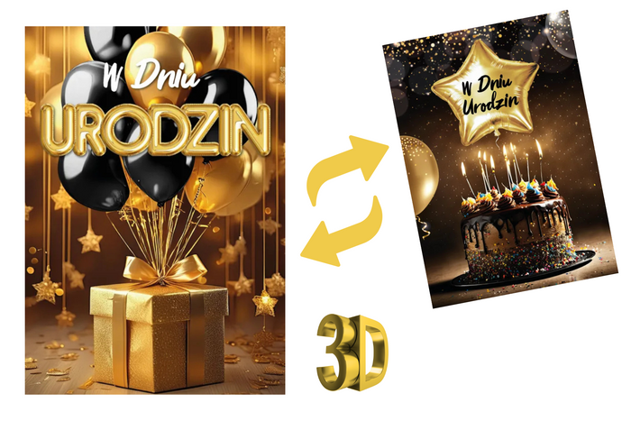 Kartka urodzinowa  trójwymiarowa 3D "W dniu urodzin" 1 szt.