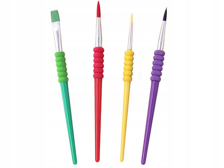 Pędzle pędzelki plastikowe z uchwytem 4 szt.