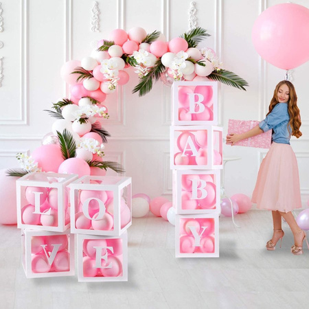 Zestaw pudełek 30 cm na balony BOX DEKORACYJNY litery LOVE 4 szt.