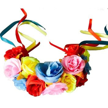 Opaska z kwiatami i wstążkami wianek