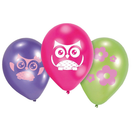 Balony nadruk Sówki 9 cali 6 szt