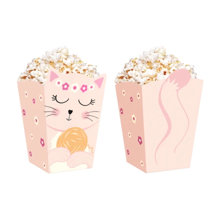 Pudełko na popcorn Kotki 8,5x15cm 6szt.