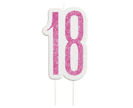 Świeczka urodzinowa na tort liczba "18" różowa