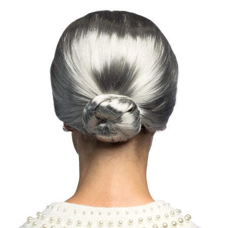 Peruka siwe włosy kok babcia