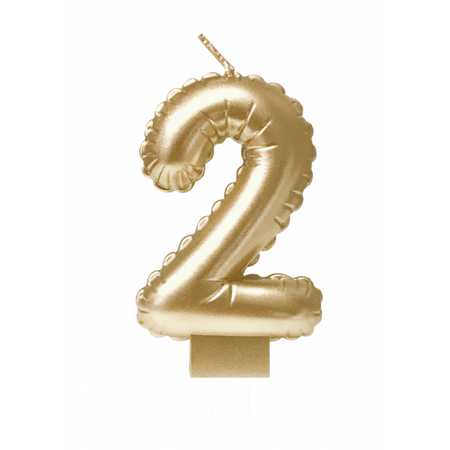 Świeczka urodzinowa cyfra 2 jak balon foliowy złota