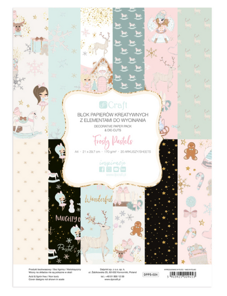 Wycinanki A4 blok papierów kreatywnych Frosty Pastels 20 ark.
