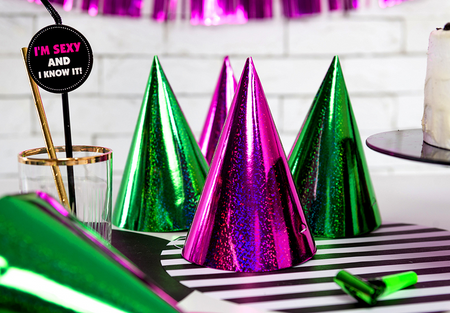 Czapeczka papierowa holograficzna czapeczki Sylwester Karnawał 1 szt.