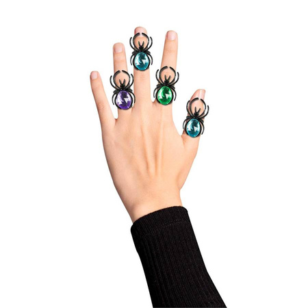 Pierścionki halloweenowe Pająki 4 szt.