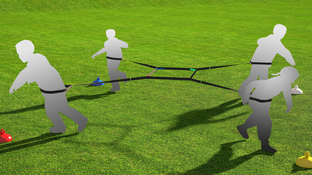 Gra integracyjna Przeciąganie Liny 4-Way + pachołki ZESTAW