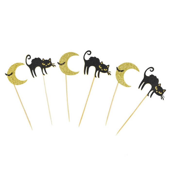 Dekoracja ciasta - pikery toppery Halloween czarne koty