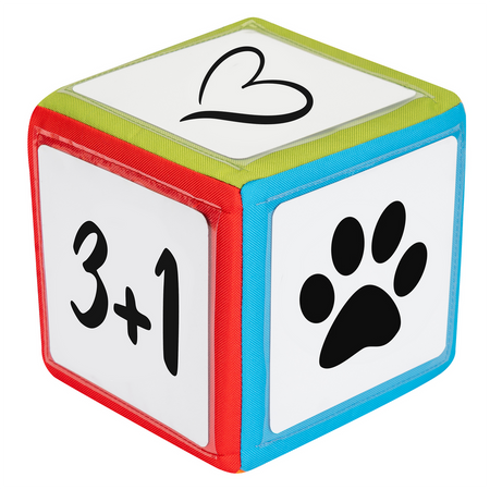 Zestaw Kostka Edukacyjna TWARDA z kieszeniami + karty + pisak - OUTLET - mniejsze kieszonki na karty