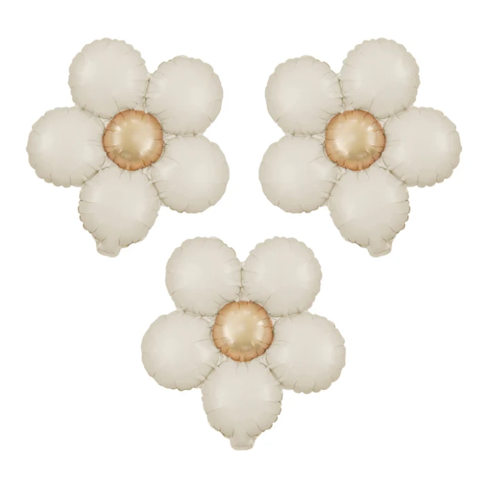 Balon foliowy Kwiat kremowy matowy do girland 45 cm 3 szt.