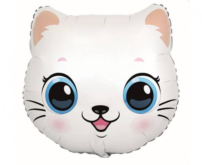 Balon foliowy Kotek biały (głowa) 24 cale