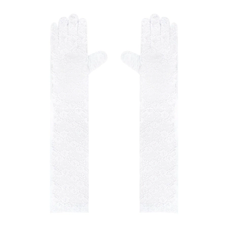 Rękawiczki koronkowe długie lata 20. retro białe
