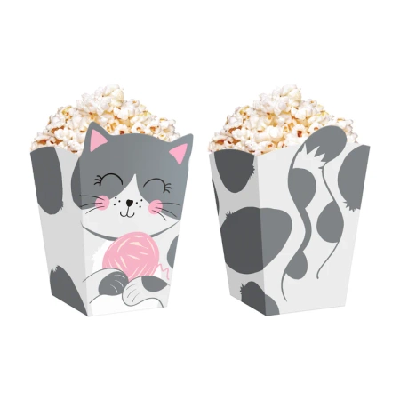 Pudełko na popcorn Kotki 8,5x15cm 6szt.